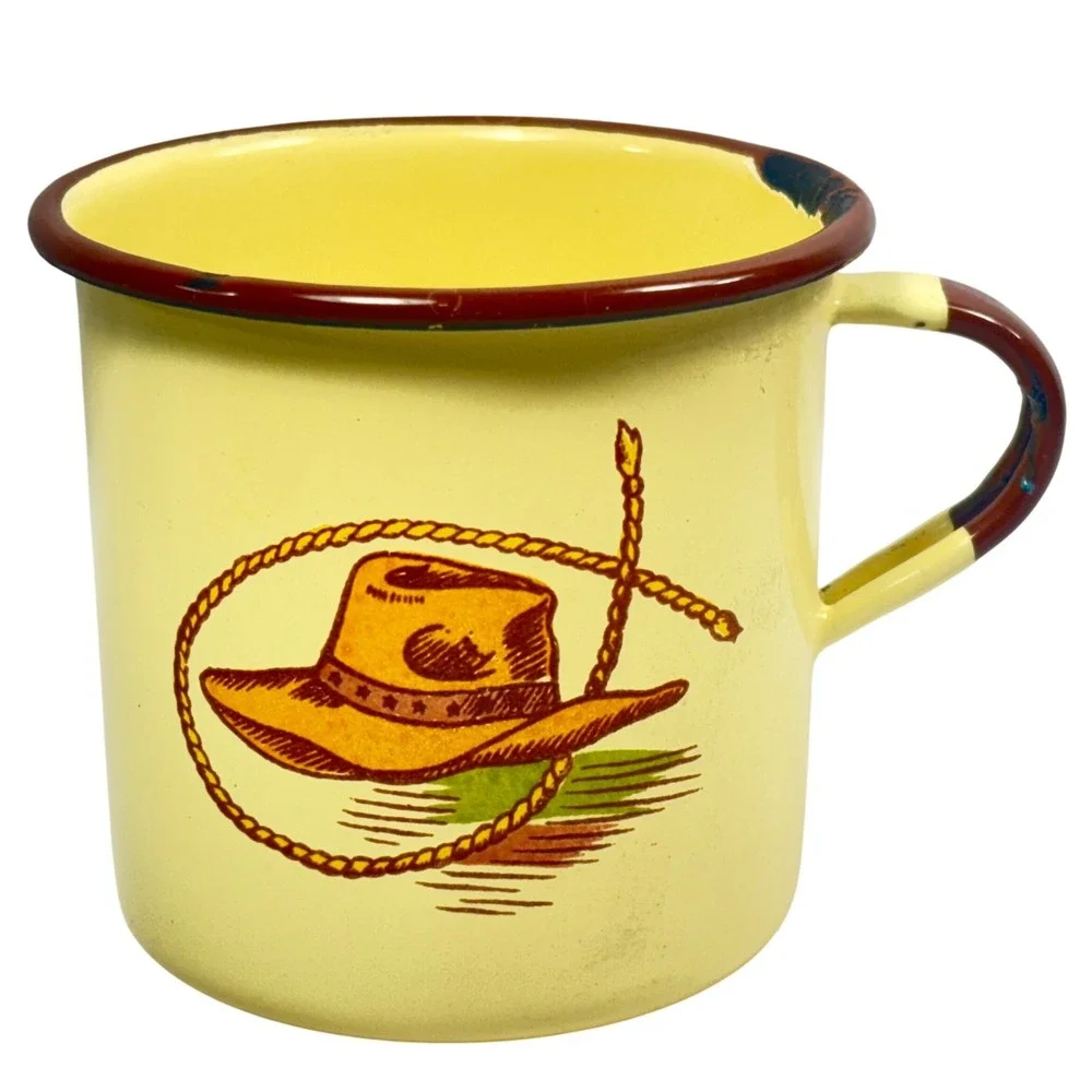 Vintage Monterrey Western Ware‎ Enamelware Mugs Set of 2
